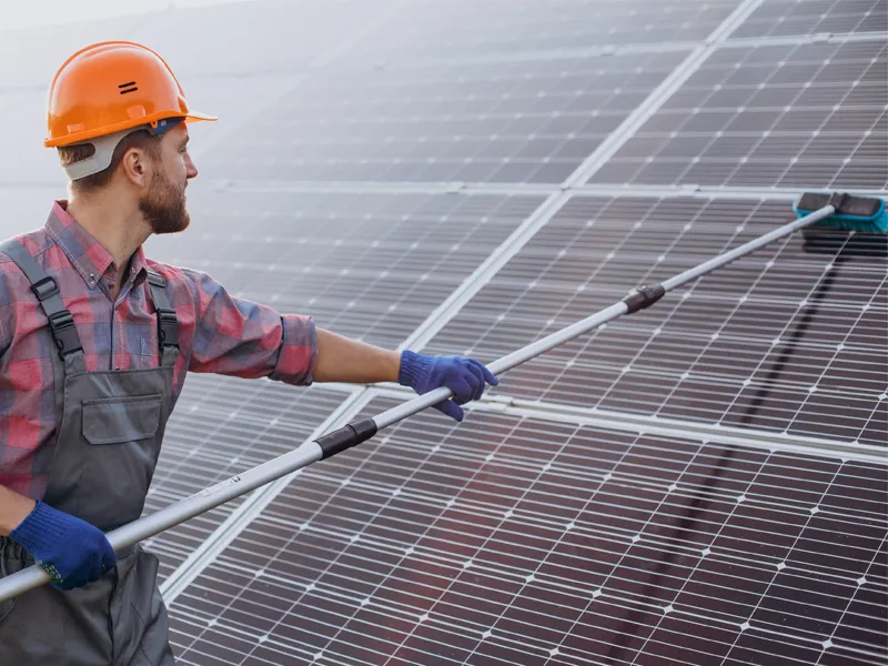 Solar PV maintenance inspection on UK farm